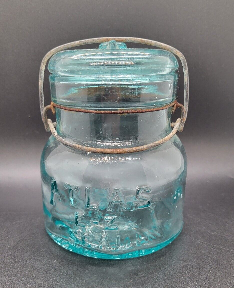 Atlas EZ Seal Glass Canning Jar Cornflower Blue 4.25\