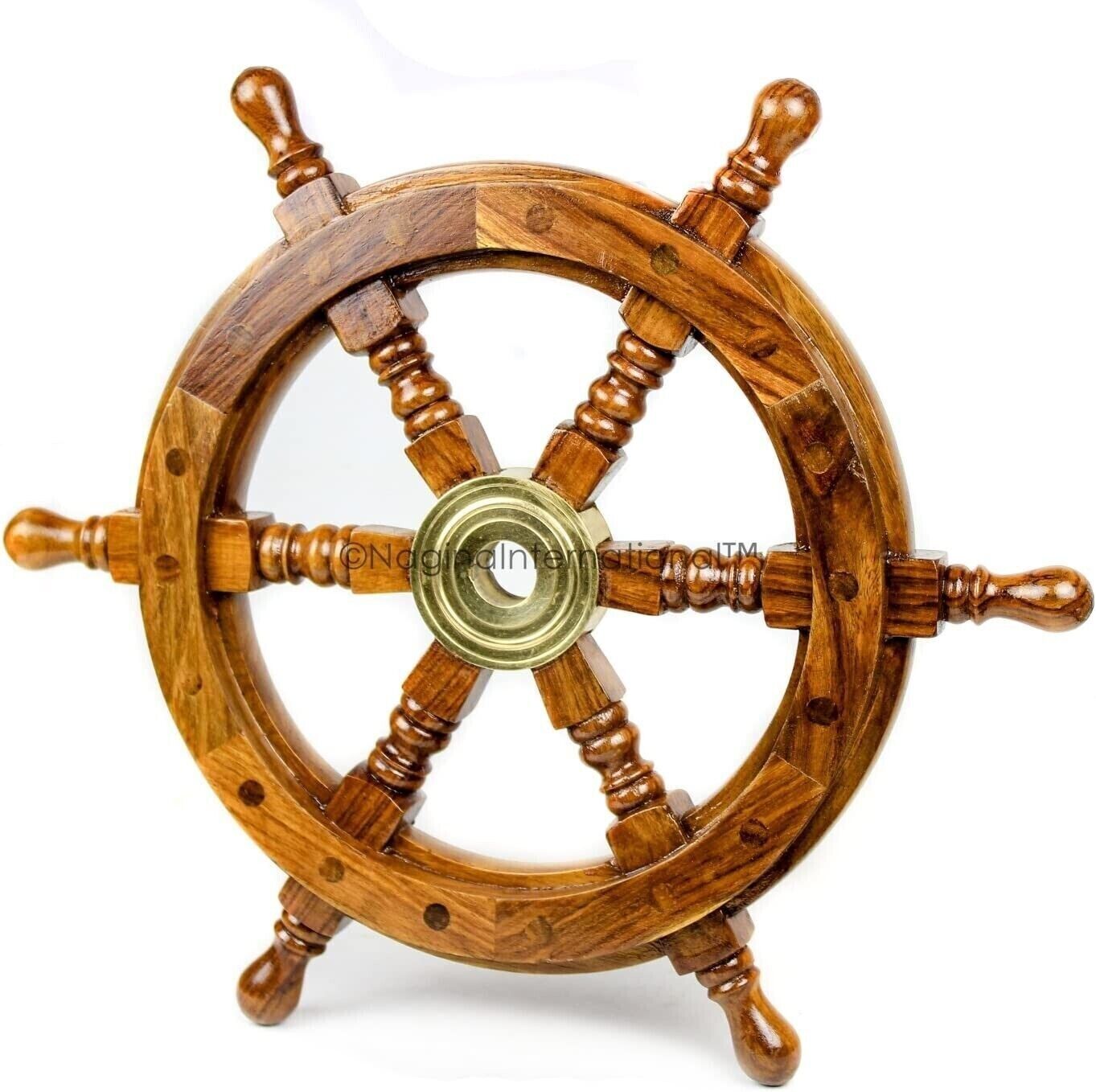 Nautical 18 Inches Collectible Boat Ship Wheel Wooden Steering Home Decor