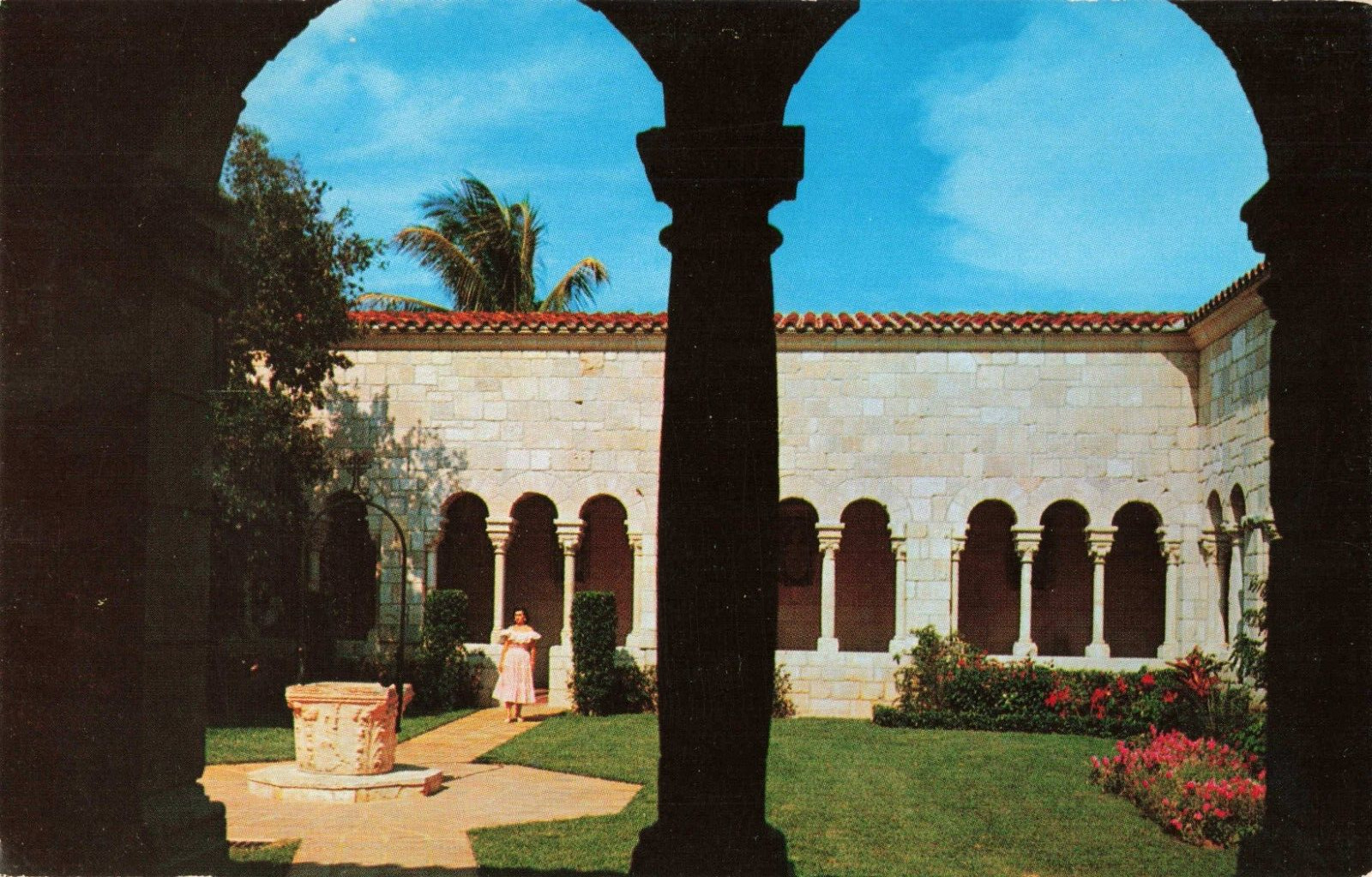 Miami Florida, Cloister Patio, Ancient Spanish Monastery, Vintage Postcard