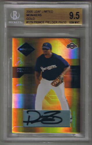 PRINCE FIELDER 05 LEAF LIMITED ROOKIE AUTO # 3/10 GOLD BGS 9.5 BREWERS TIGERS