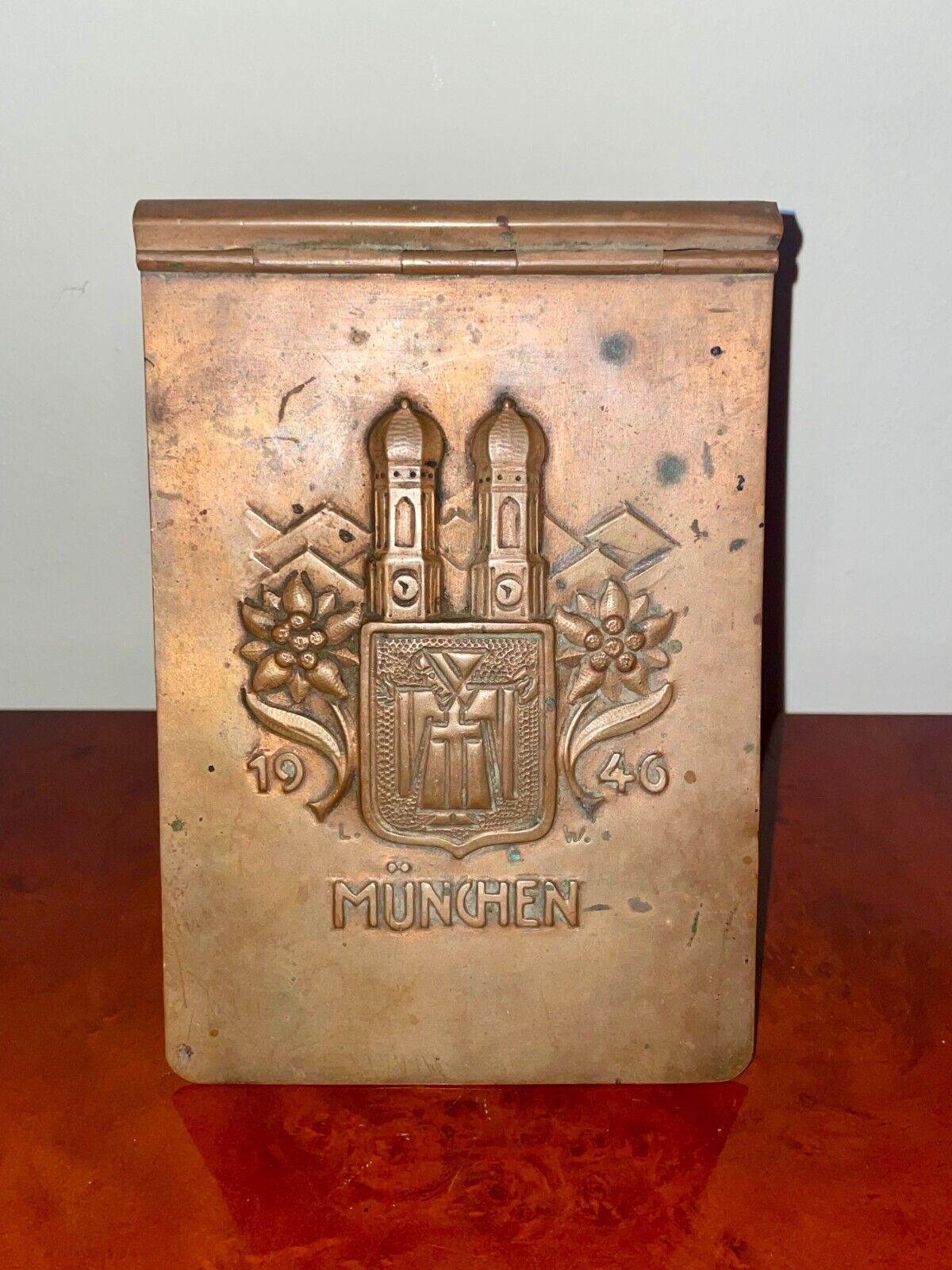 RARE POST-WWII 1946 'MUNCHEN' Copper Munich German Officer Note Pad Cover