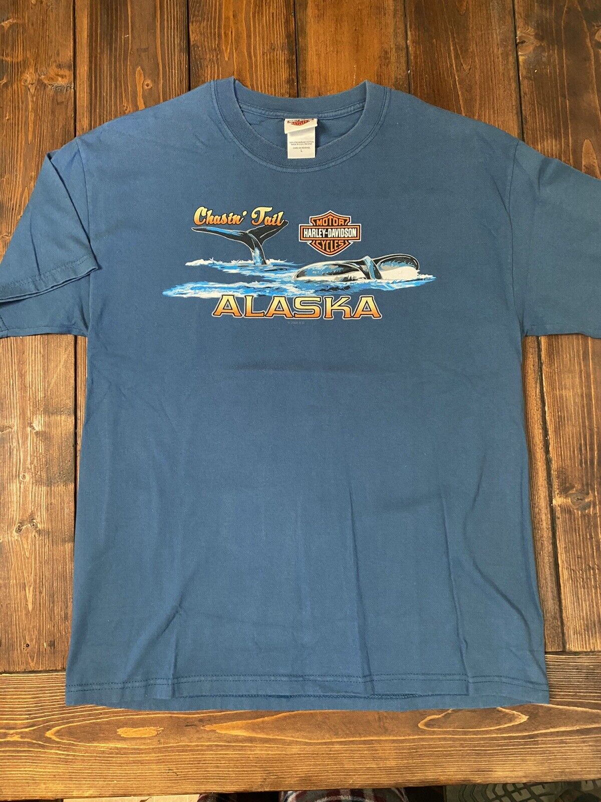 Harley Davidson Shirt Alaska Chasin’ Tail Size Large Chilkoot Pass Shagway