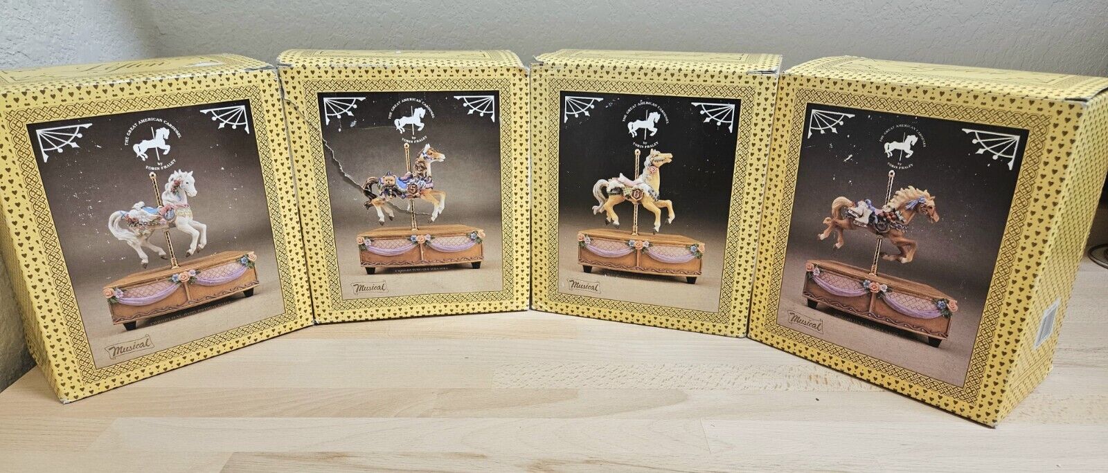The Great American Carousel Horse Tobin Fraley Music Box G.Z Lefton Set Of Four
