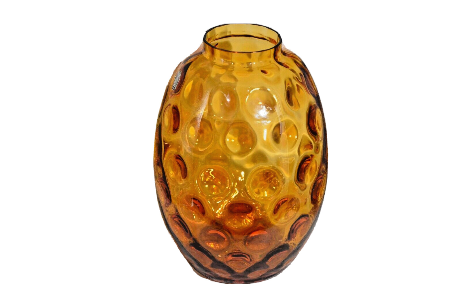 Mid Century Modern Original Vintage Eames Knoll Murano Glass Crystal Amber Vase