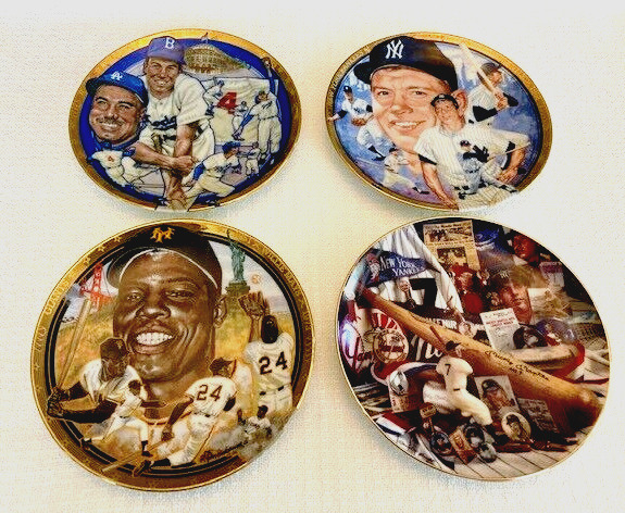 Lot of 4 MLB baseball collector plates Mickey Mantle, Willie Mays, Duke Snider
