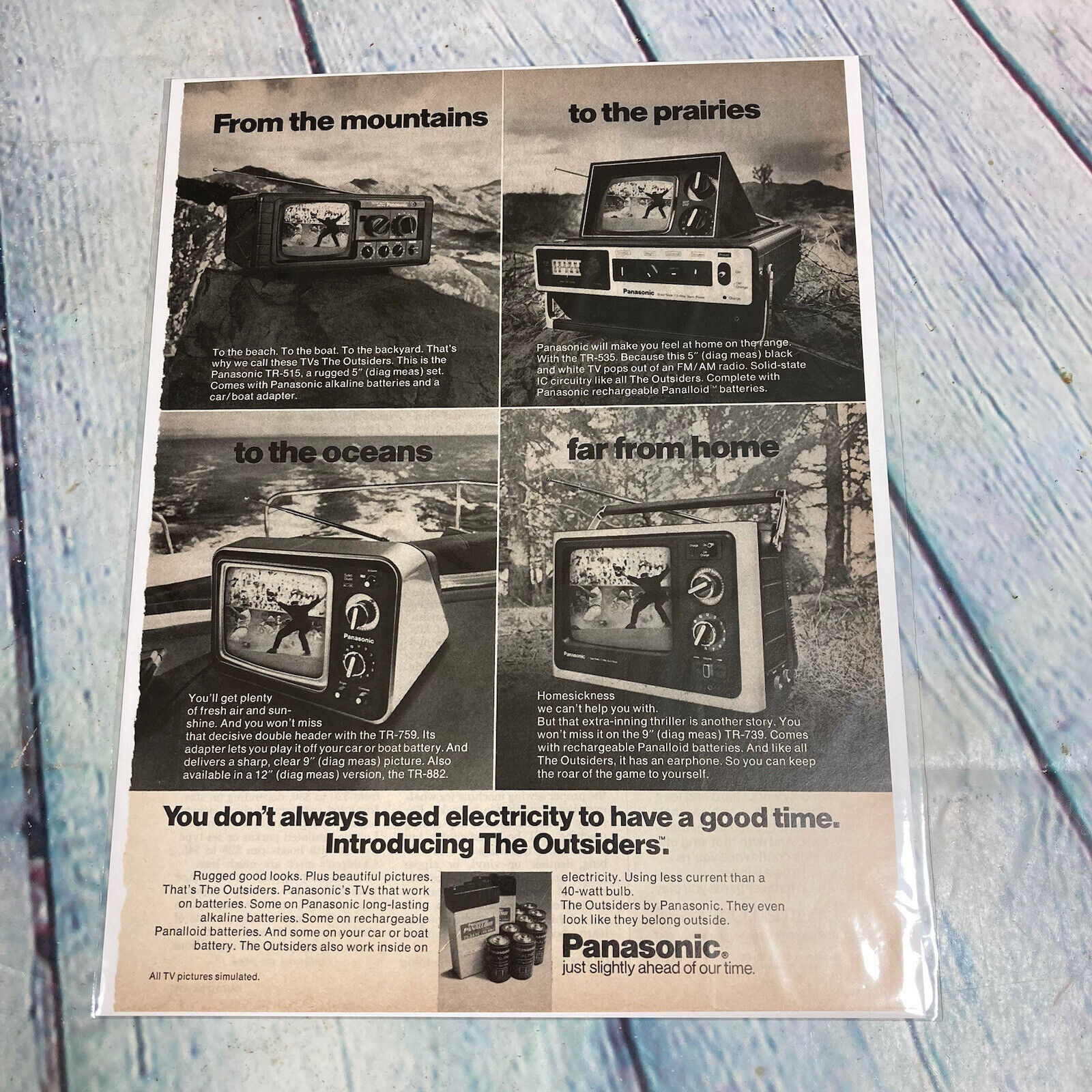 Vtg 1976 Panasonic Outsiders Battery TV Genuine Magazine Advertisement Print Ad