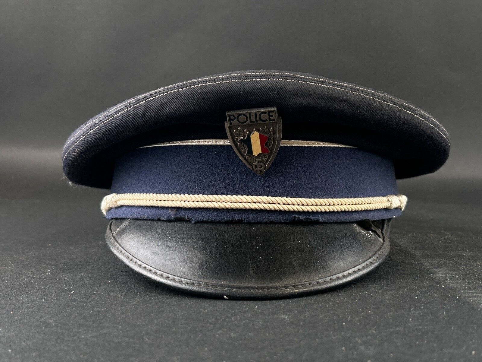 Vintage France French National Police Service Peak Cap Hat Size 57 Blue