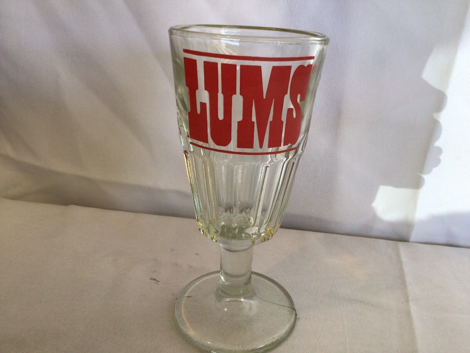 Vintage LUMS RESTAURANT Large Beer, Sundae, Milkshake Glass 8.5\