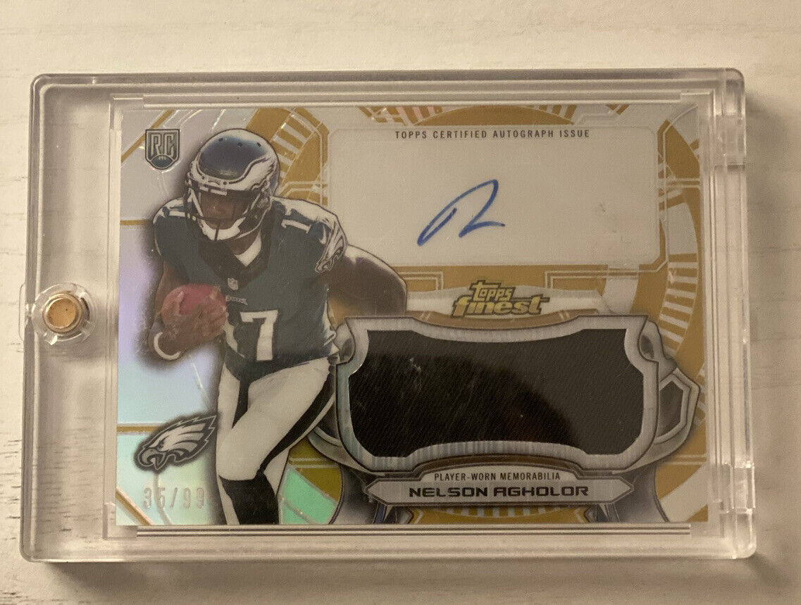2015 Topps Finest Gold Refractor Nelson Agholor Jersey Patch AUTO RC 35/99