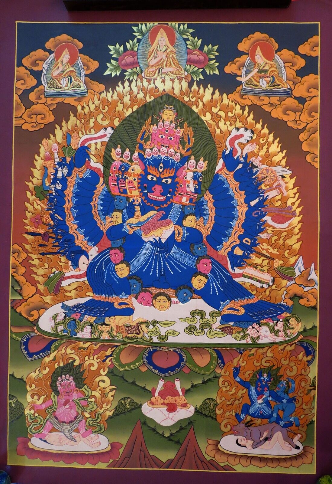 Tibetan Buddhism Wrathful Deity Lord Yamantaka 75 cm Paintng Thangka Nepal free