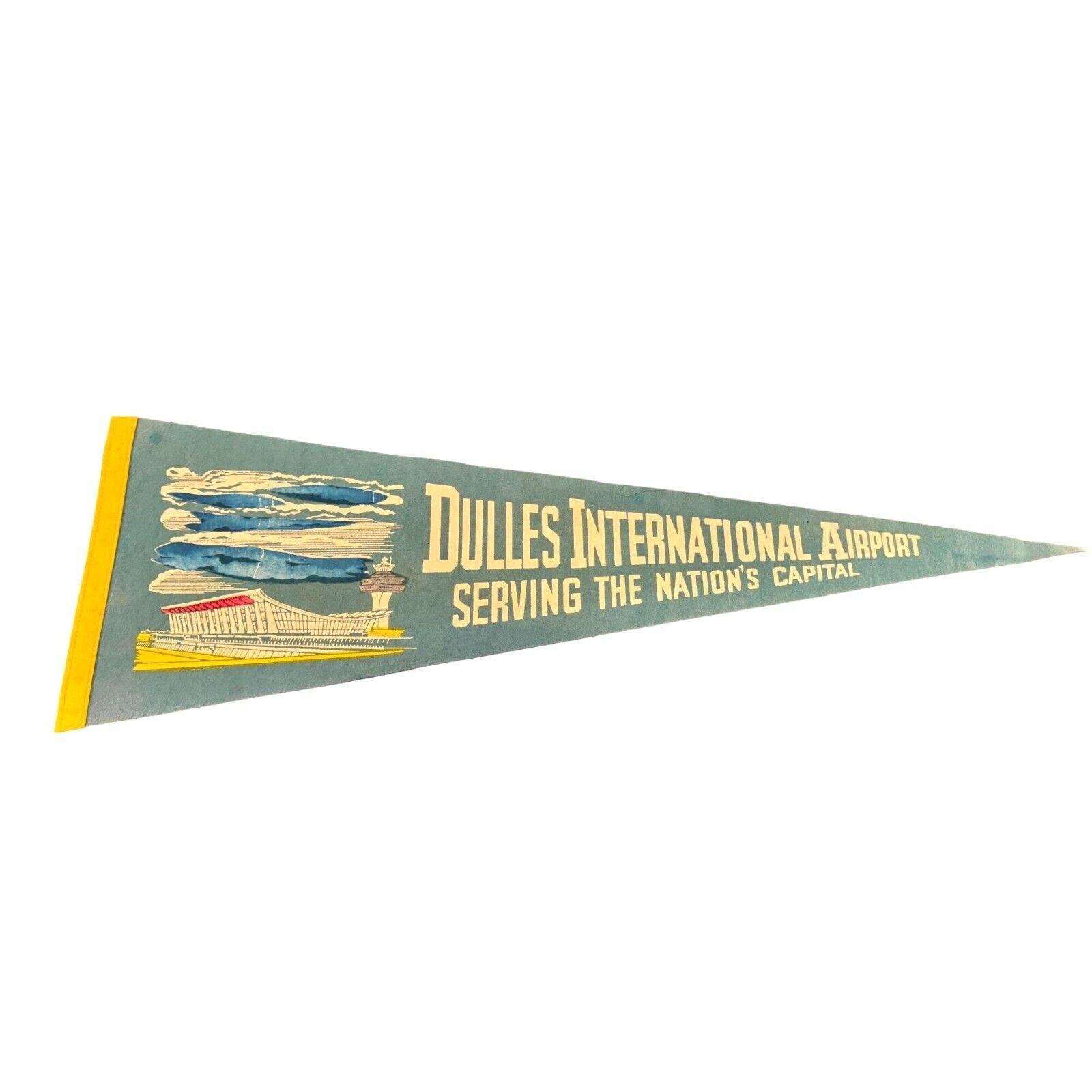 Vintage 40s/50's Dulles International Airport Souvenir Pennant