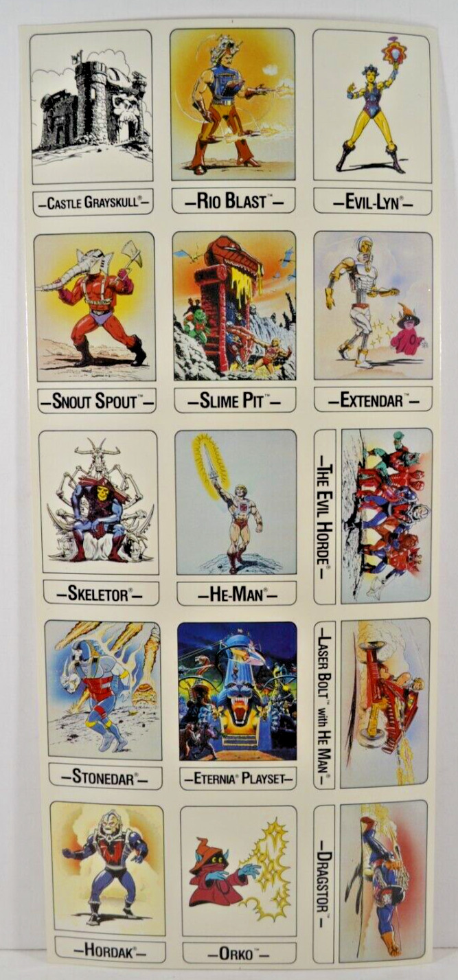 1986 Masters of the Universe MOTU Wonder Bread Trading Cards Uncut Sheet CRM