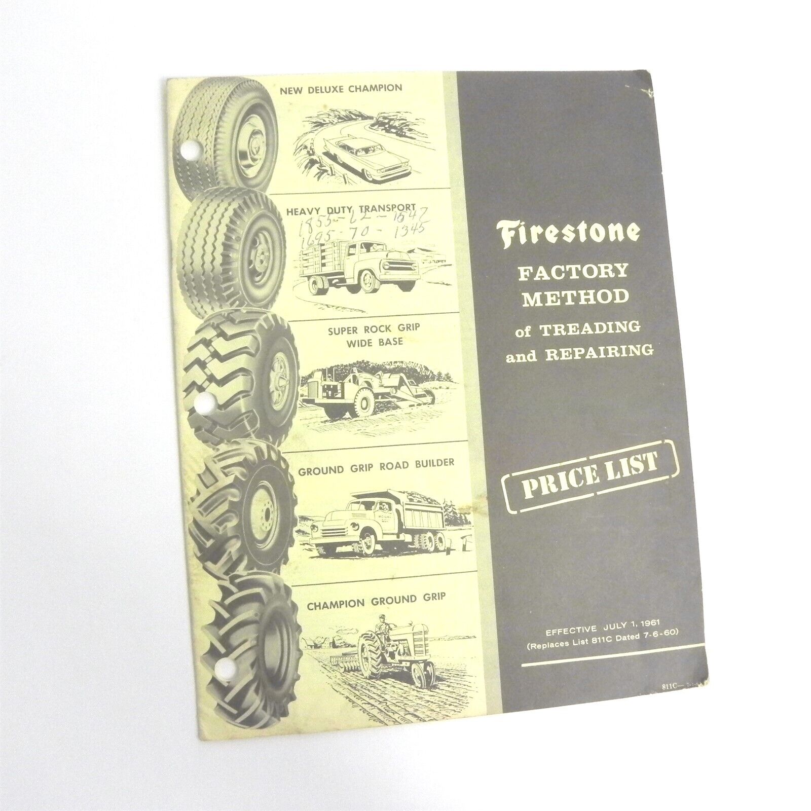 VINTAGE 1961 FIRESTONE FACTORY METHOD OF TREADING AND REPAIRING PRICE LIST