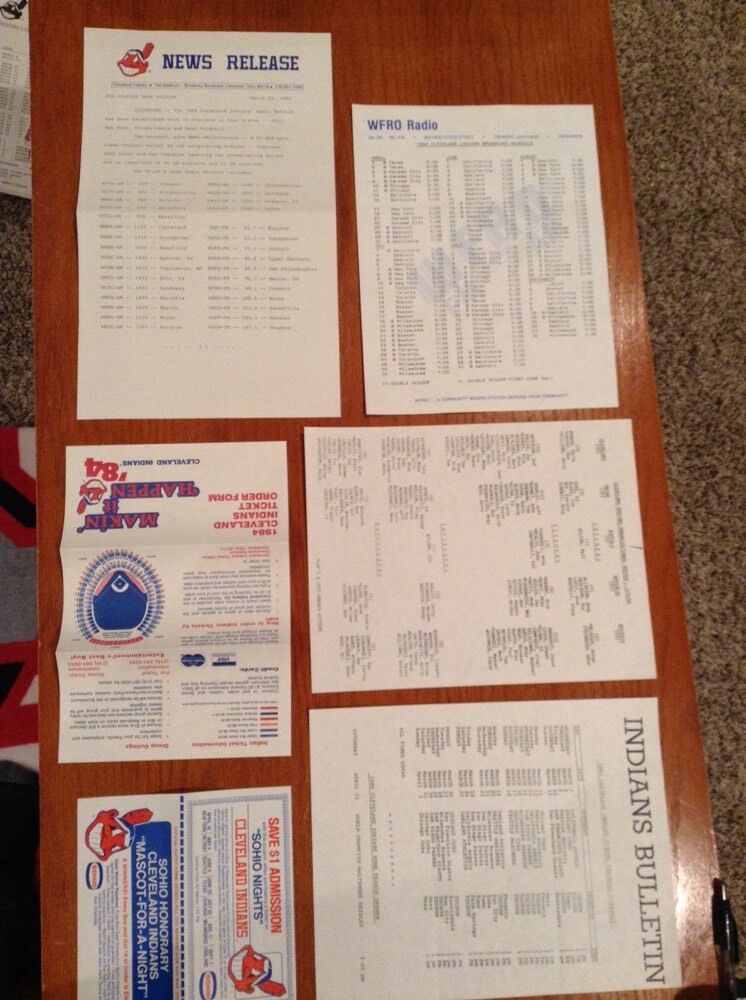 1984 Cleveland Indians News Release, Ticket Form, Sohio Nights, Bulletin lot