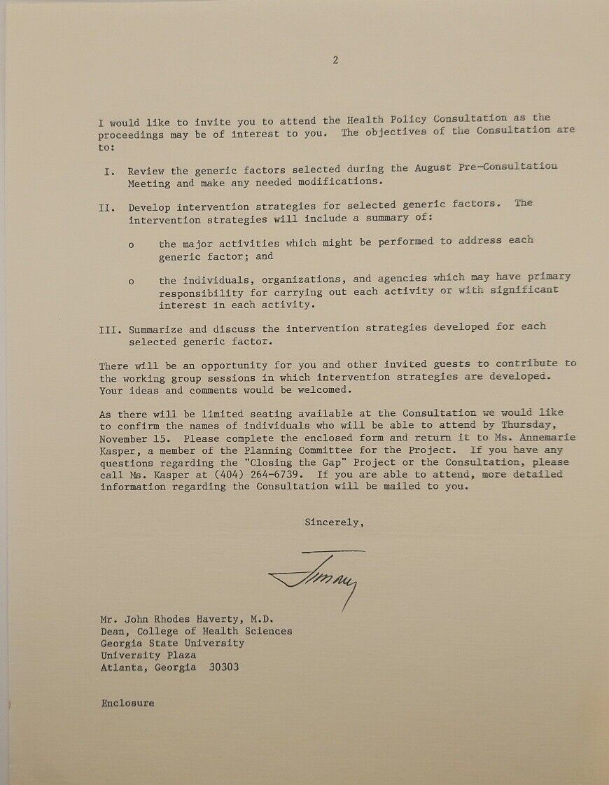Jimmy Carter Signed Two Page Letter To Emory University About Carter Center 