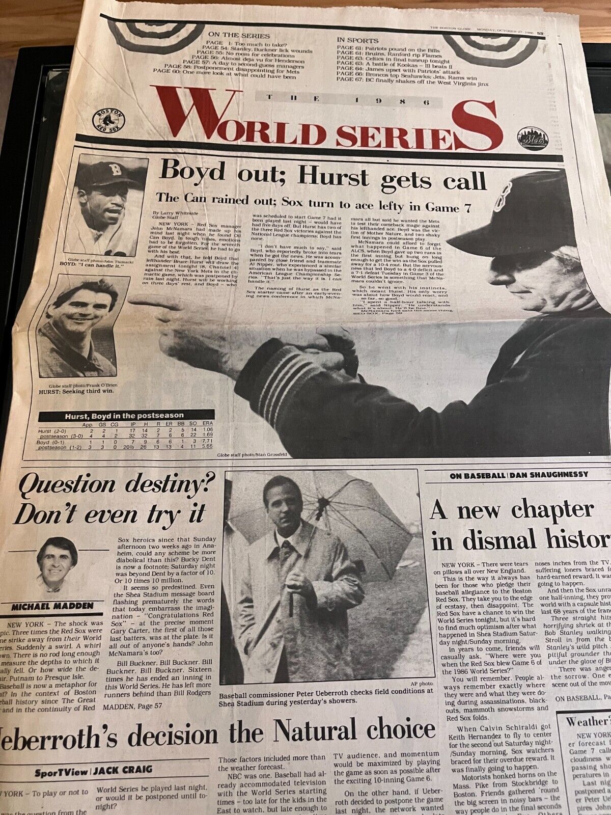 Red Sox New York Mets Boston Globe October 27 1986 World Series MLB