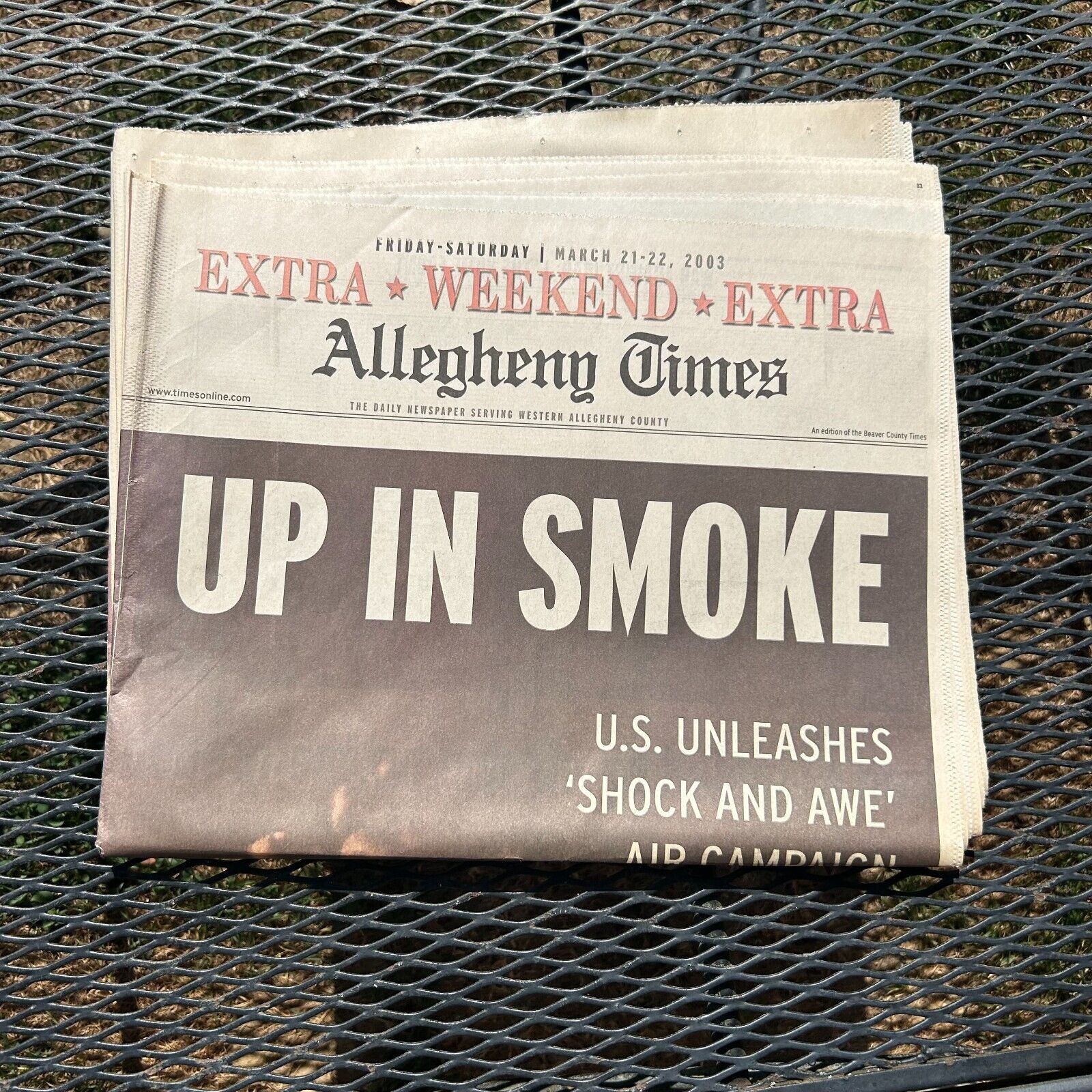Vintage Allegheny Times Up In Smoke Extra Weekend Newspaper March 2003 War Home