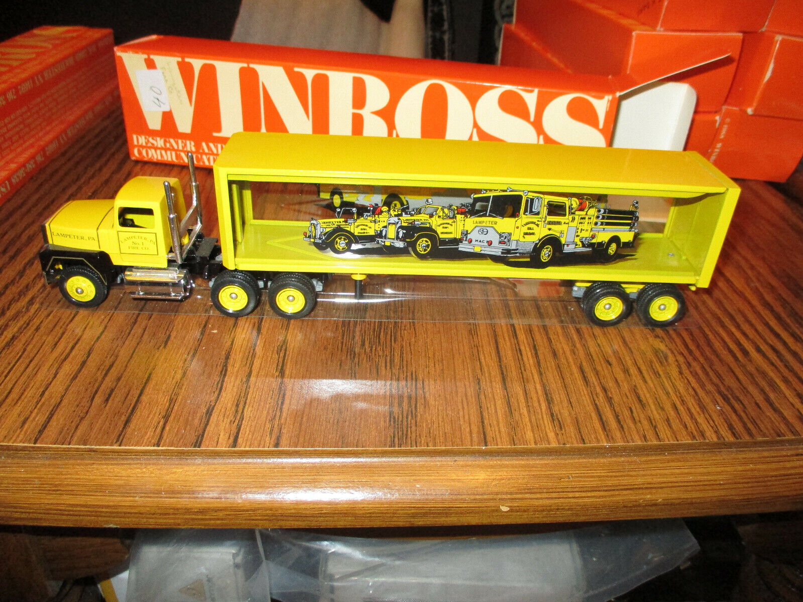 WINROSS TRUCK MIB LAMPETER FIRE CO. SUPER RARE CLEAR SIDE TRAILER 