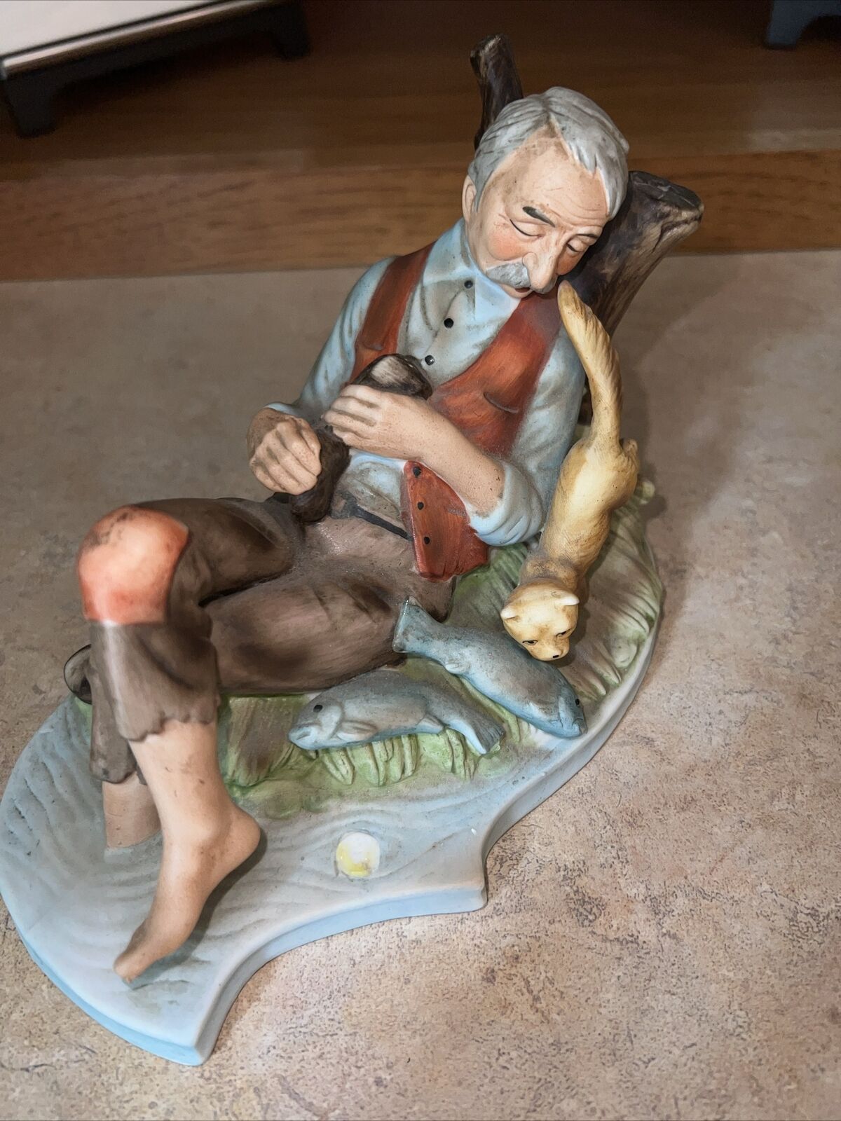 Lefton Old Man Sleeping While Fishing Figurine. So Beautiful