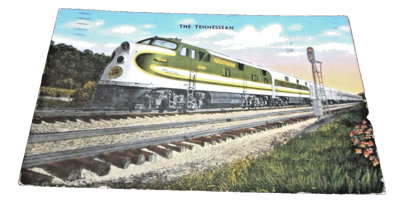 1946 SOUTHERN RAILWAY THE TENNESSEAN USED LINEN COMPANY POST CARD 