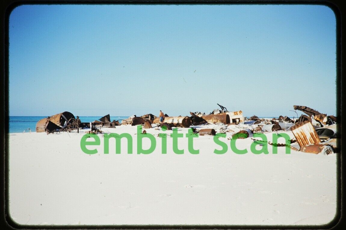Original Slide, Wreckage of WWII Aircraft on Midway Atoll 1950s, B