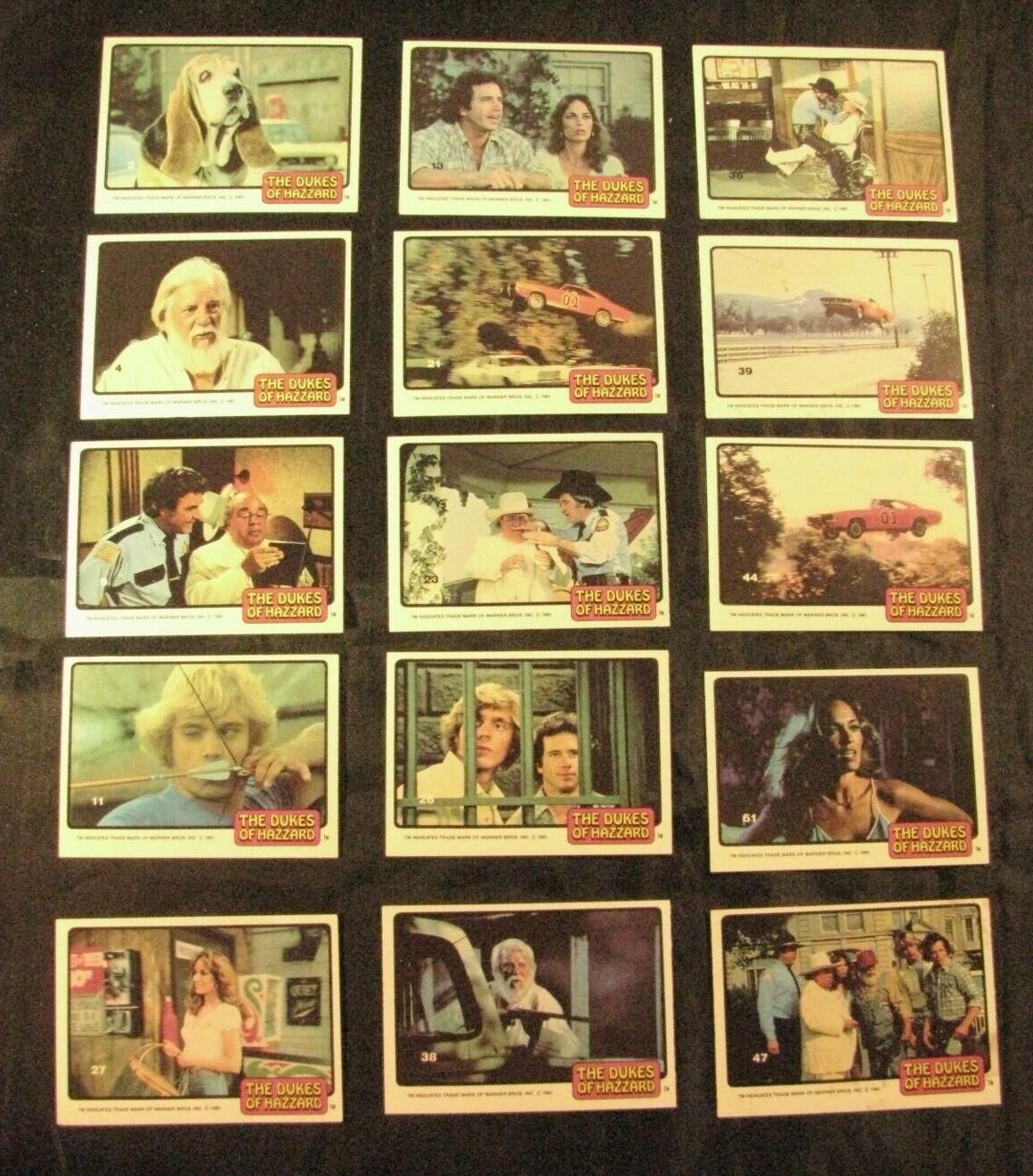 Lot of 15 Vintage 1981 Warner Bros Inc. DUKES OF HAZZARD Collector Trading Cards