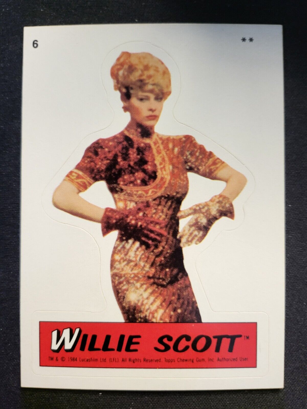 1984 Indiana Jones Temple Doom Sticker Card #6 Willie Scott