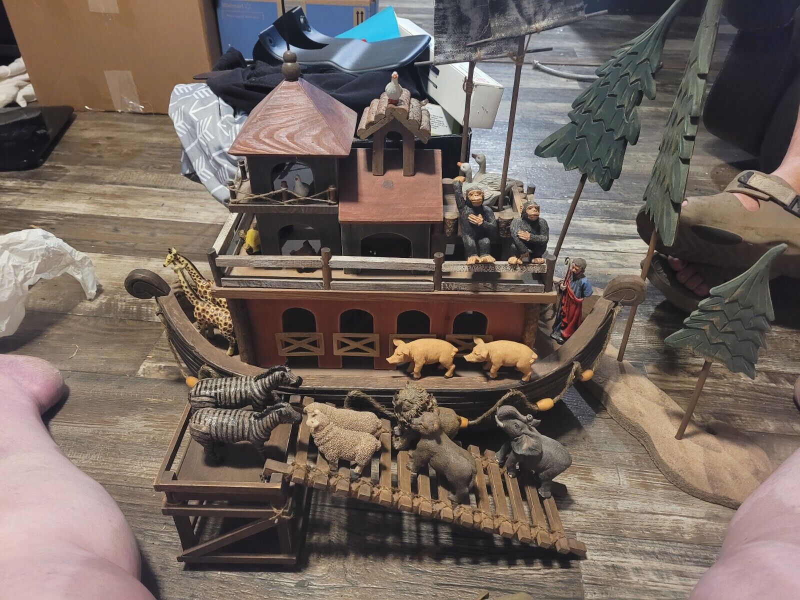 Noah's Ark Large Wooden Set 24 inch with 21 Figures 20 Animals 