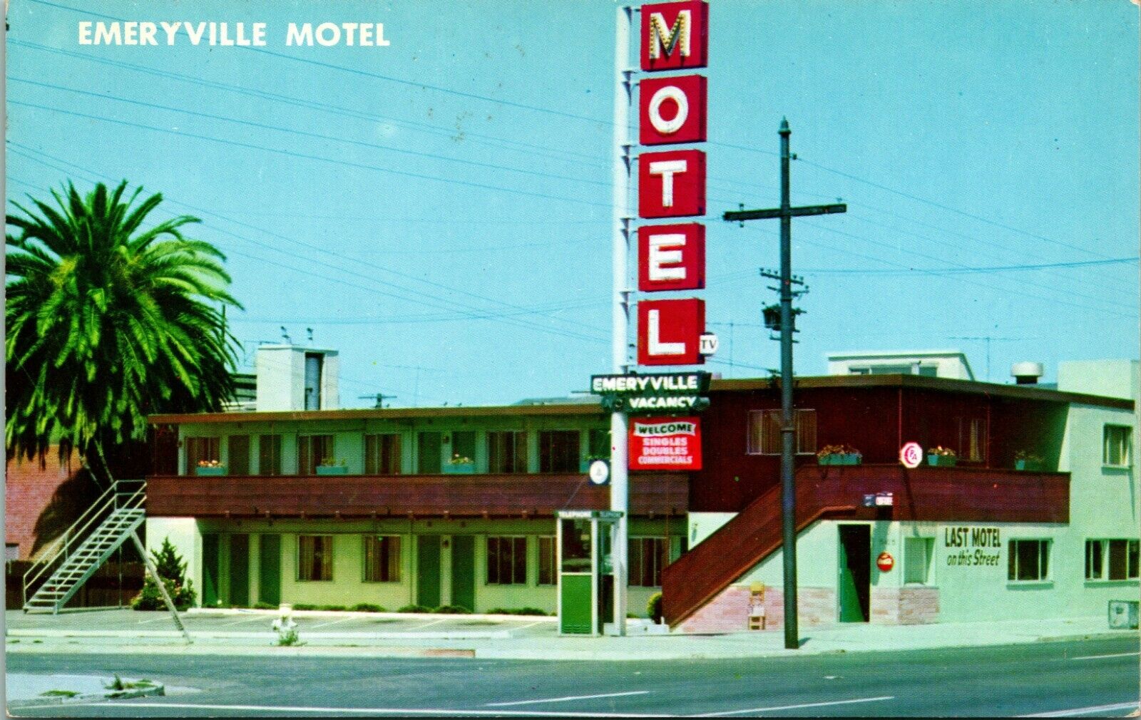Vtg Chrome Postcard Oakland California CA Motel Emeryville 5425 San Palbo Ave 