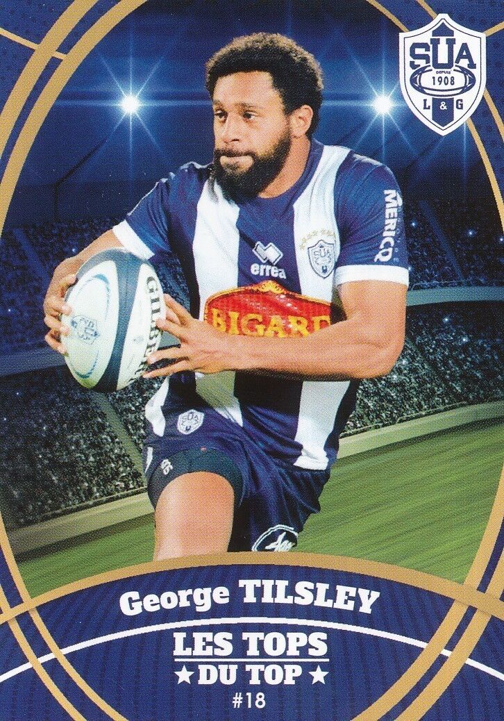 C18 GEORGE TILSLEY # NEW ZEALAND SU.AGEN TOP 14 TOP CARD PANINI RUGBY 2018