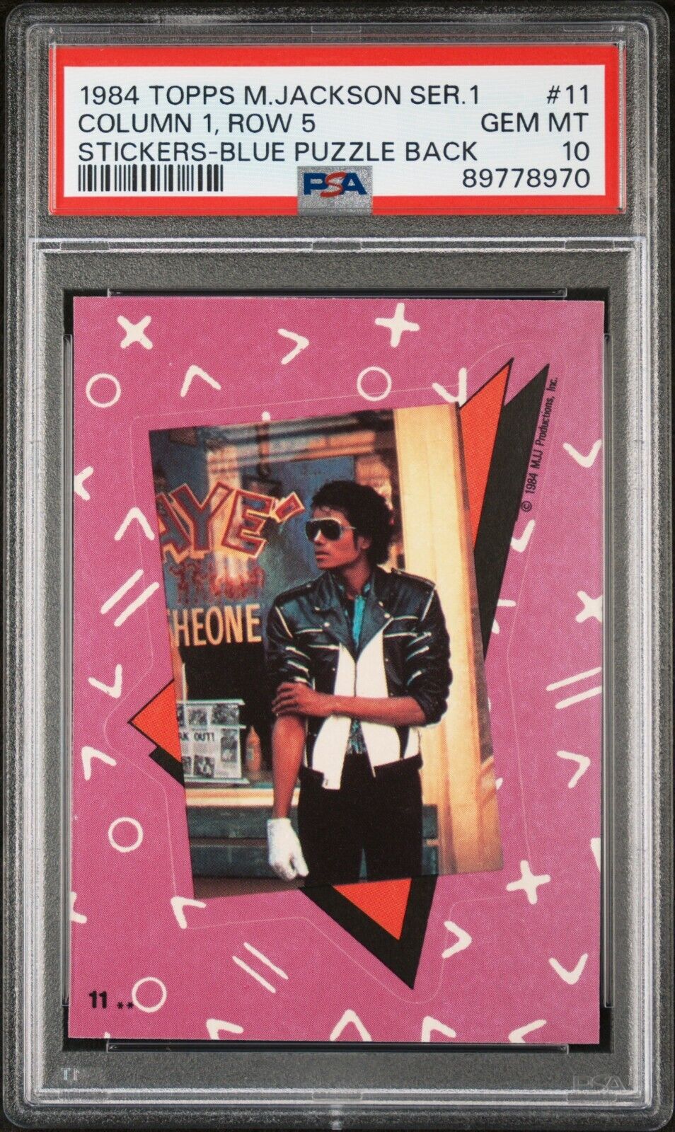 1984 Topps Michael Jackson Series 1 #11 RC PSA 10 GEM Mint Sticker GLOVE Pop 3
