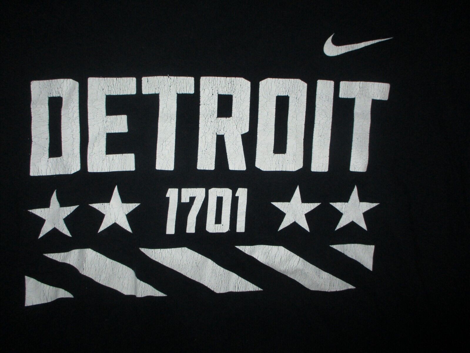 Black NIKE DETROIT 1701 Logo T Shirt Large 100% Cotton