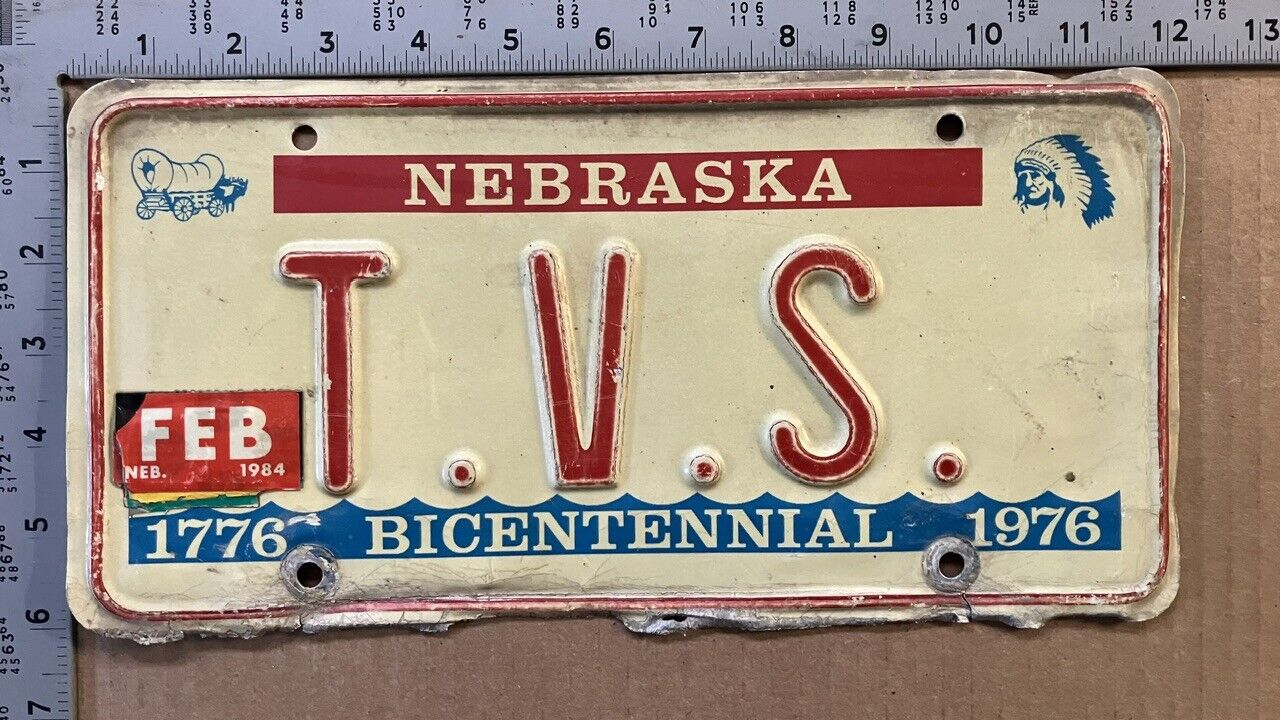 1984 Nebraska vanity license plate TVS KILL YOUR TELEVISION 14516