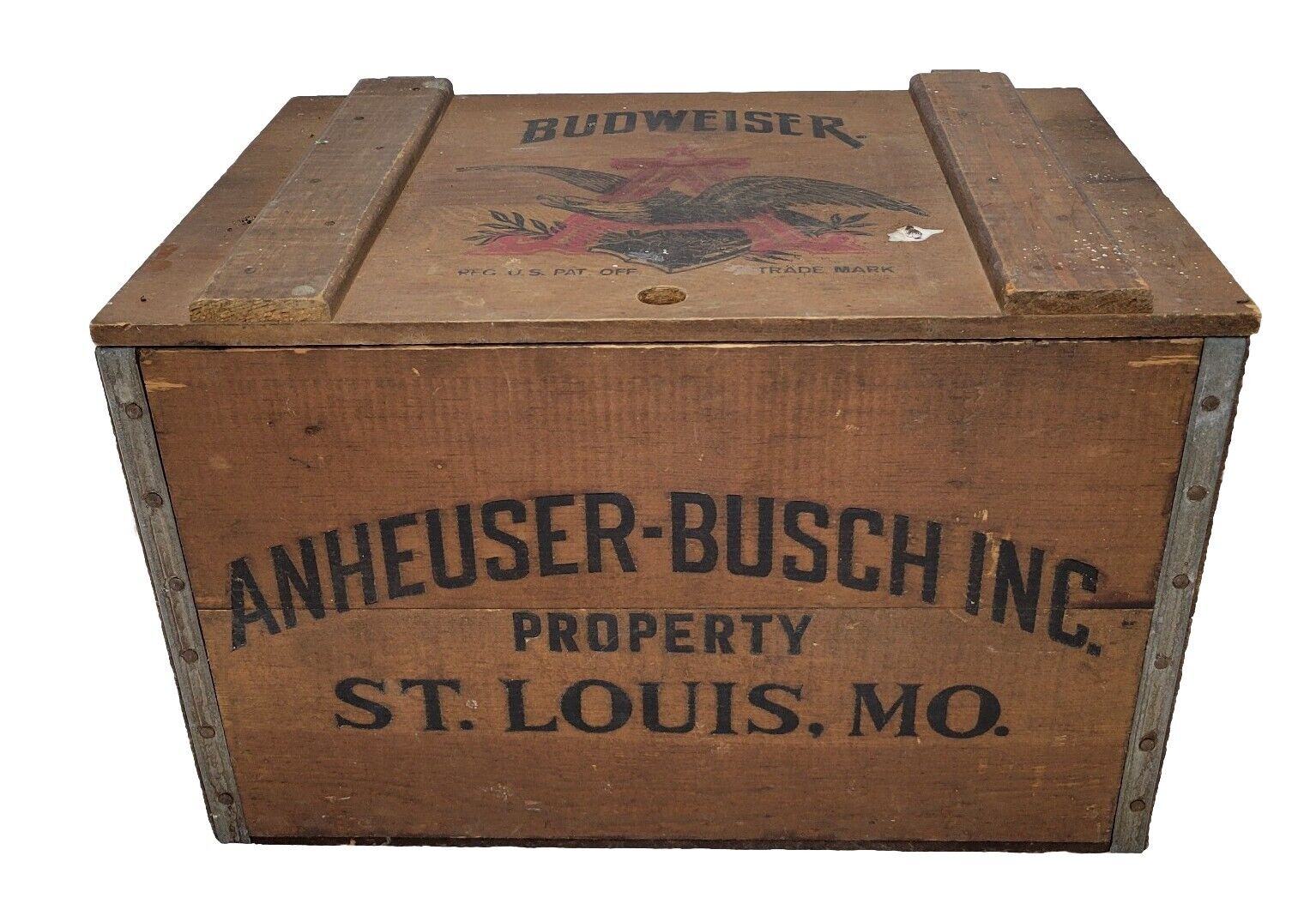 Vtg Budweiser Wood Crate Beer Bicentennial 1876-1976 Case Box Bud Light Retro 