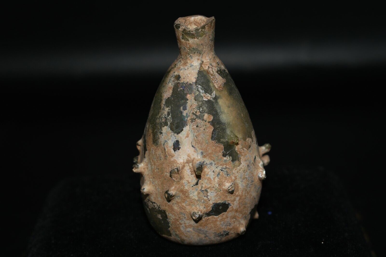 Intact Ancient Sassanid Empire Sasanian Glass Flask With Spikes 6th Century AD