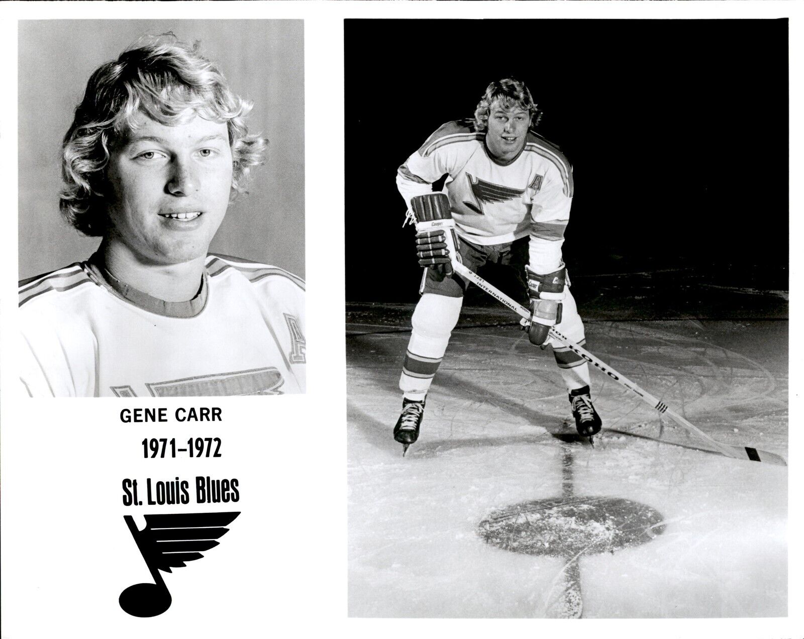 PF17 Original Photo GENE CARR 1971-72 ST LOUIS BLUES CENTER CLASSIC NHL HOCKEY