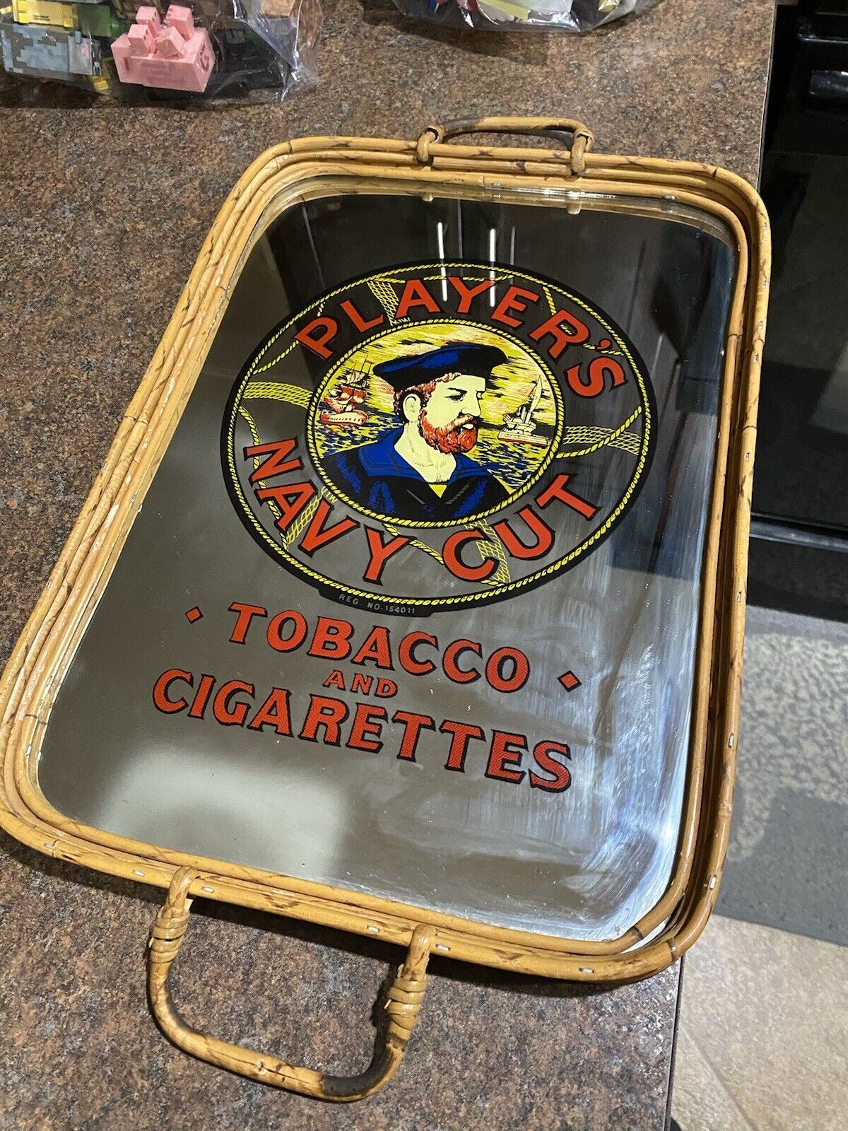 Rare Players Navy Cut Tobacco & Cigarettes Mirror Tray 15”x11”