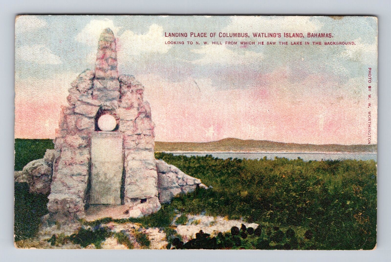Watling's Island-Bahamas, Landing Place Of Columbus, Antique, Vintage Postcard