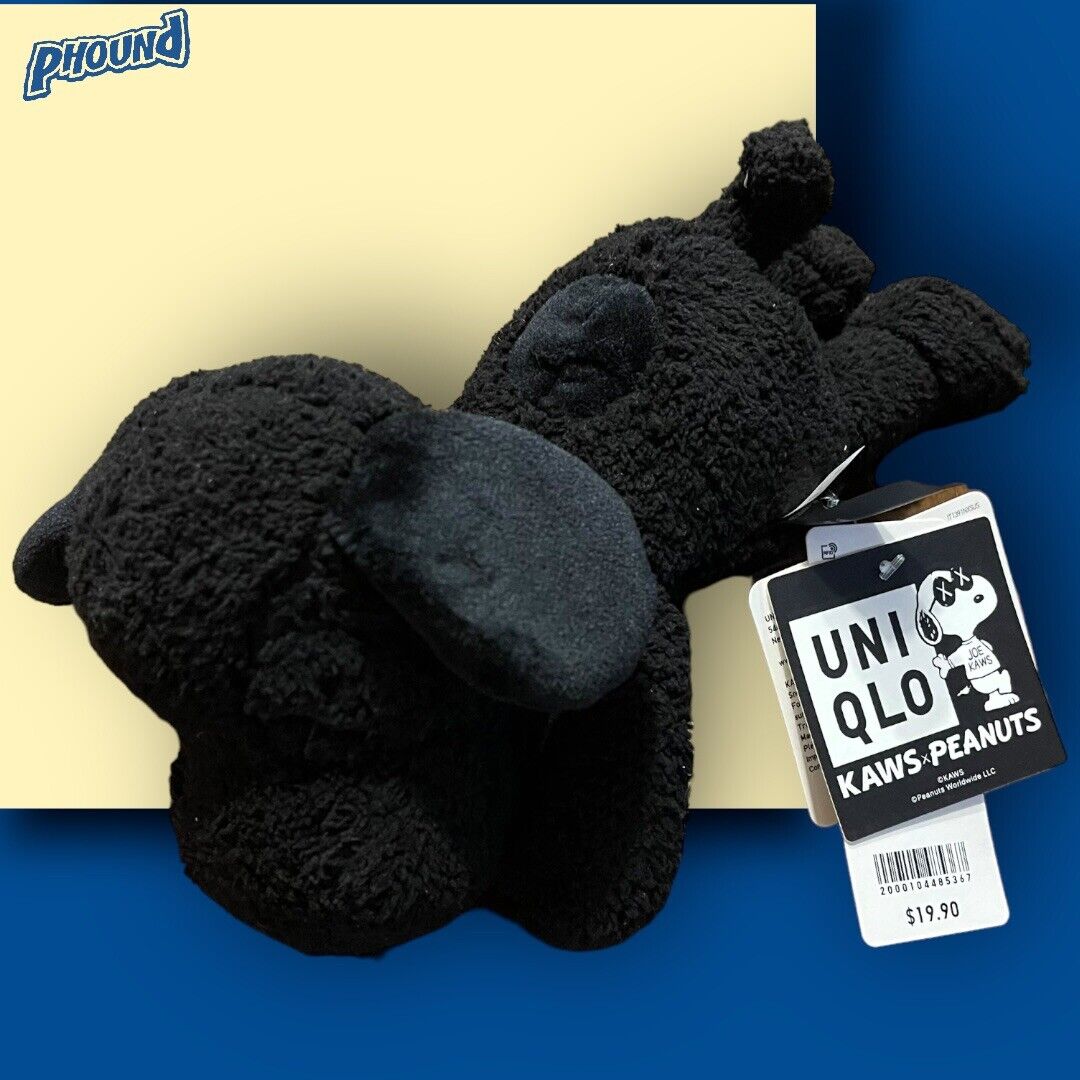 KAWS Uniqlo Snoopy Peanuts Plush Large Limited Edition Black Stuffed New NWT