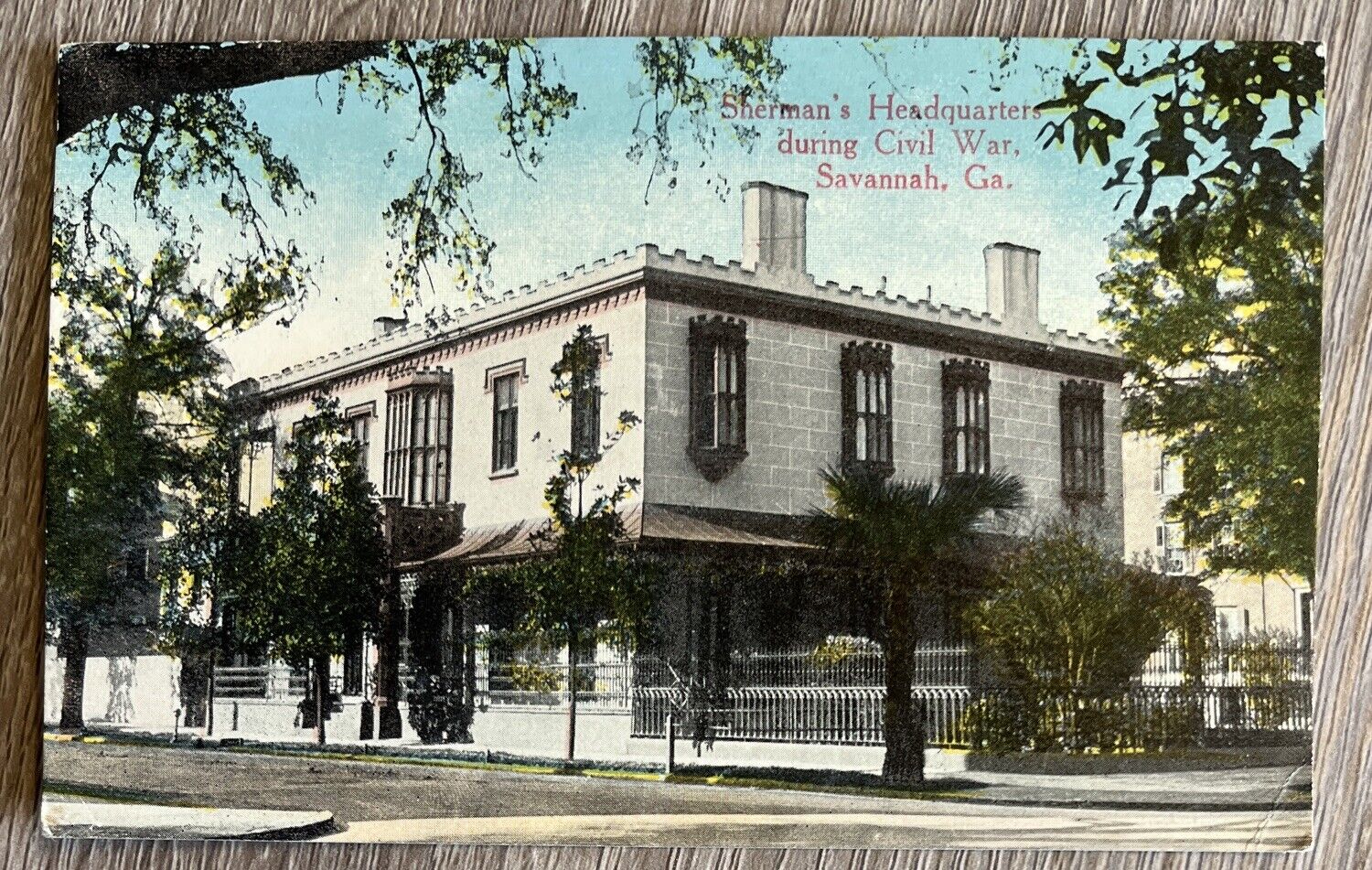 Postcard GA Georgia Sherman\'s Headquarters During Civil War Savannah c1930s