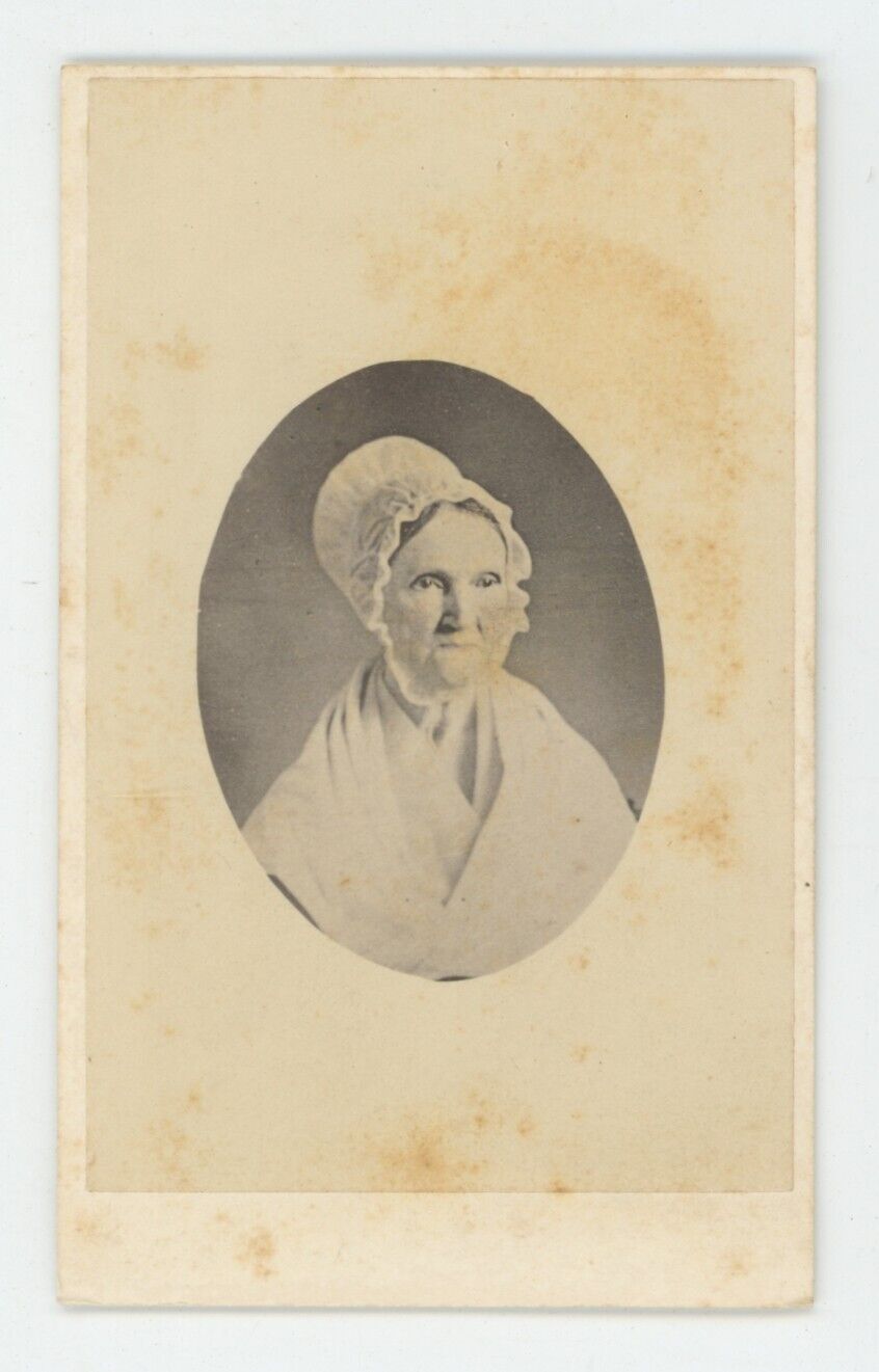 Antique CDV Circa 1860s Civil War Tax Revenue Stamp Older Woman Philadelphia, PA