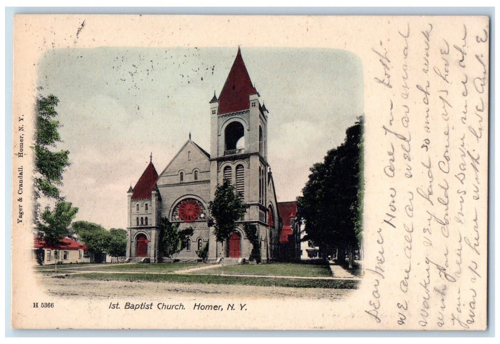 1907 1st Baptist Church Chapel Exterior Homer New York Vintage Antique Postcard