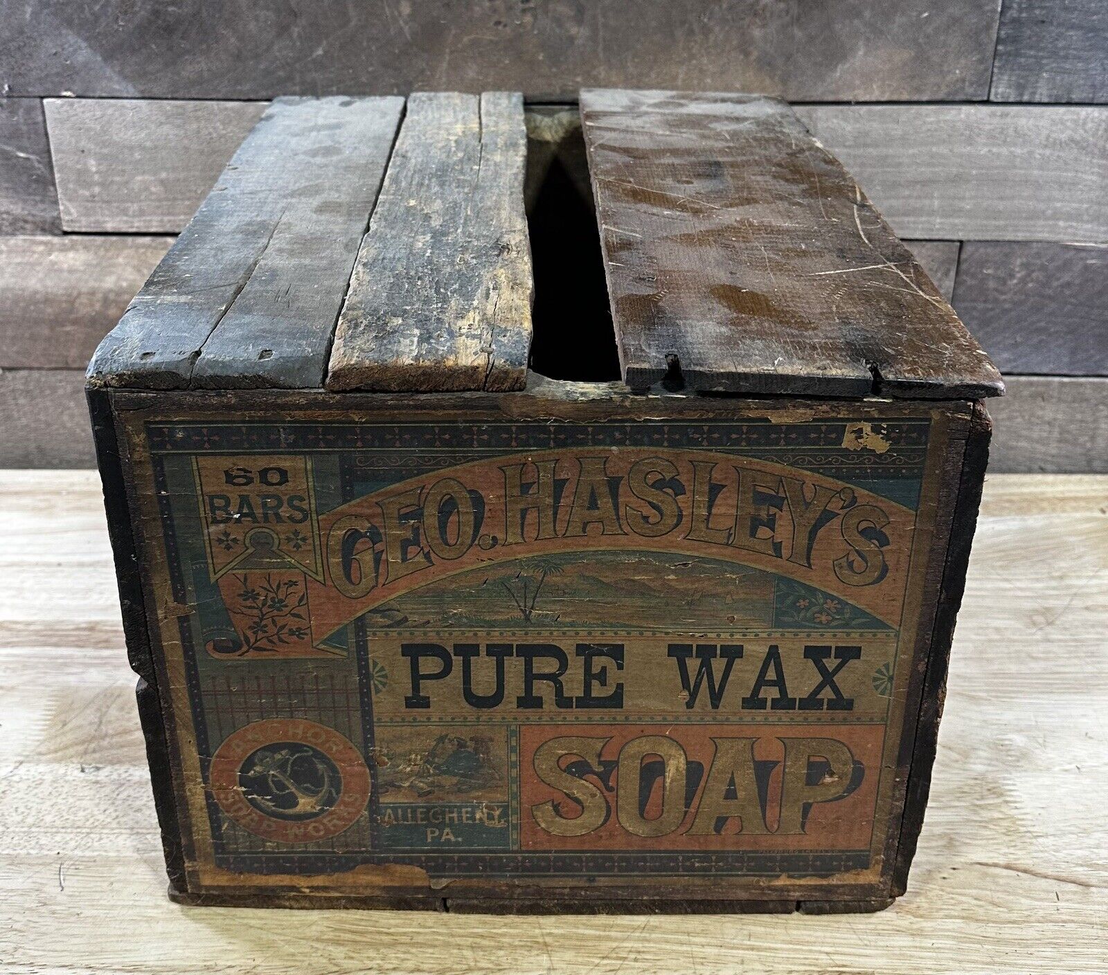 Vintage Geo. Hasley’s Pure Wax Soap Wooden Crate