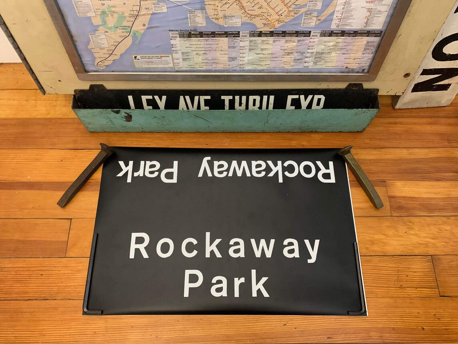 1969 NY NYC SUBWAY ROLL SIGN ROCKAWAY PARK BEACH OCEAN BOARDWALK TRANSIT QUEENS