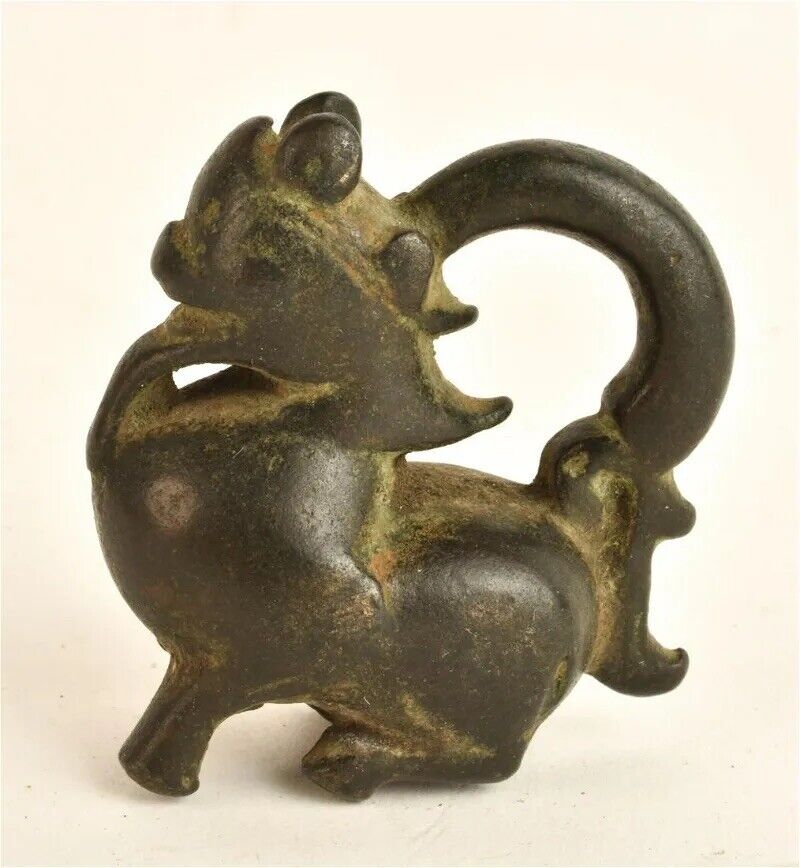 (19 C) Vintage Bronze Chinese Mythical Dragon Creature Sculpture Figurine