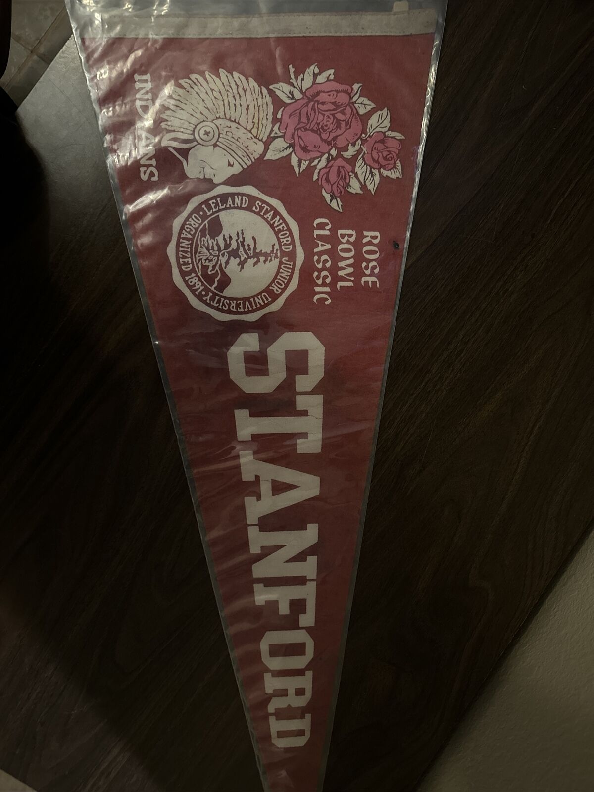 Vintage 1970-71 Stanford Indians Cardinal Rose Bowl Classic Pennant