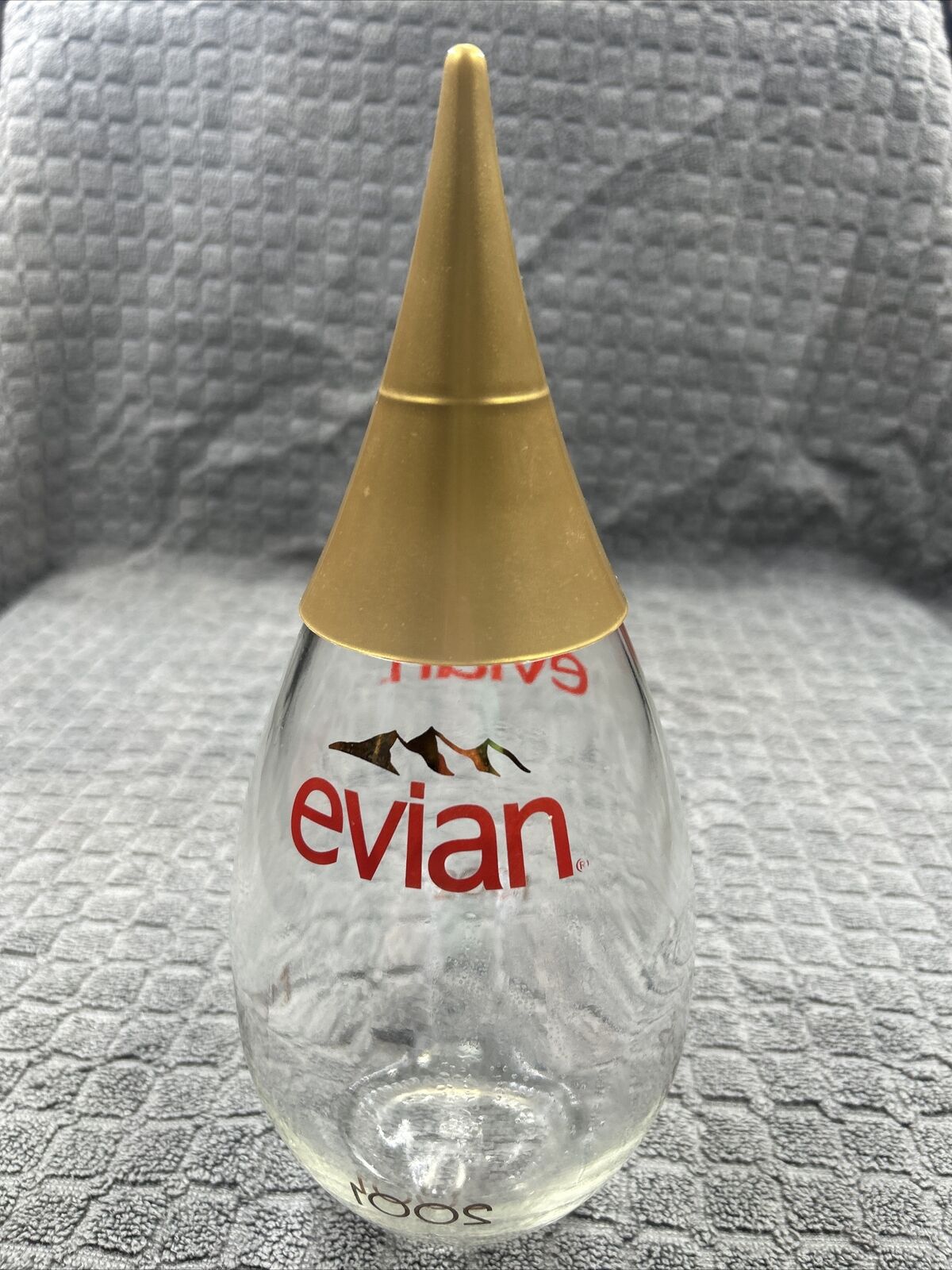 Limited Edition Evian Glass Teardrop Water Bottle 2001  Empty RARE