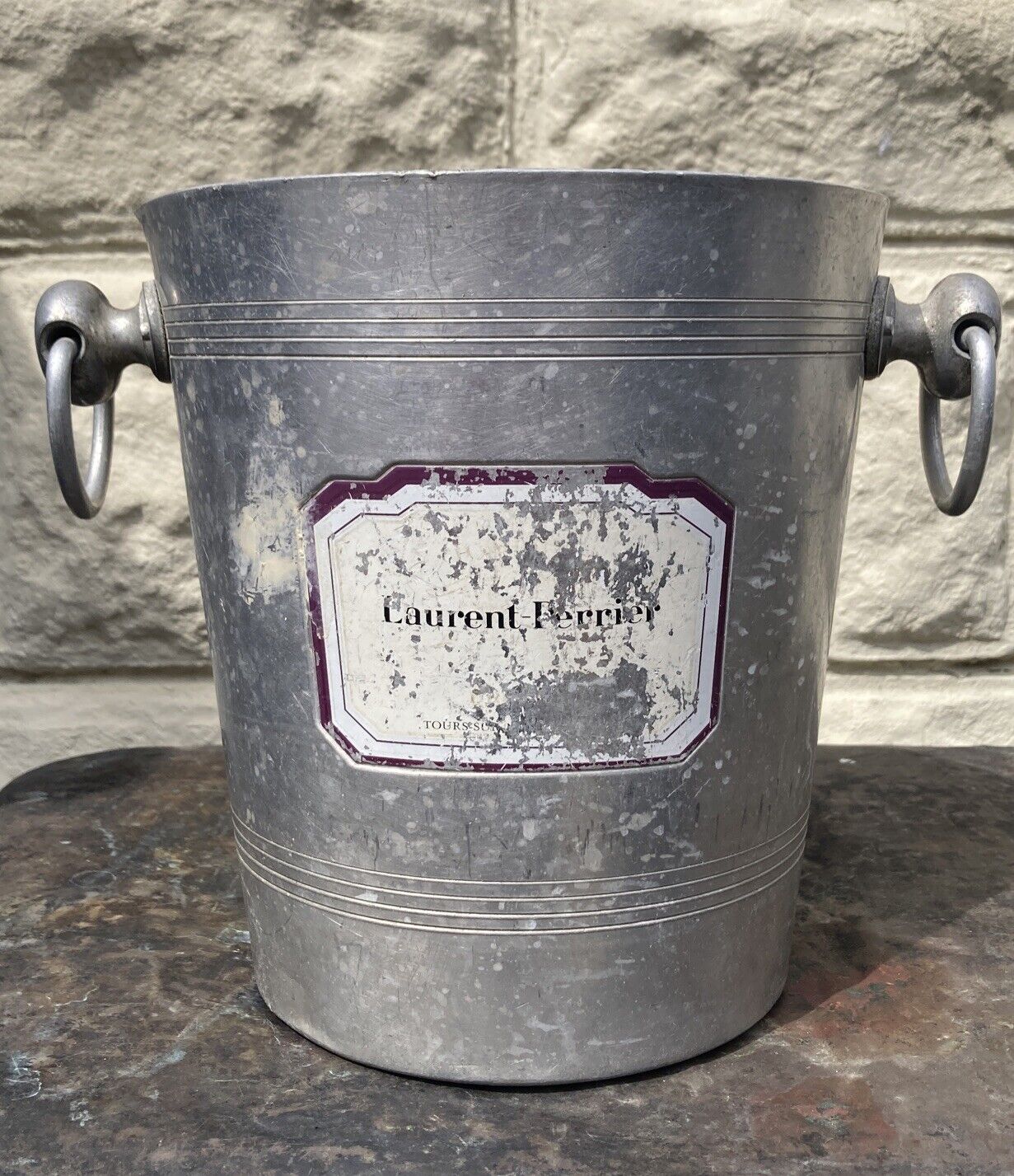 Vintage Laurent Perrier Champagne Bucket France Model ARG11 8x8” Distressed
