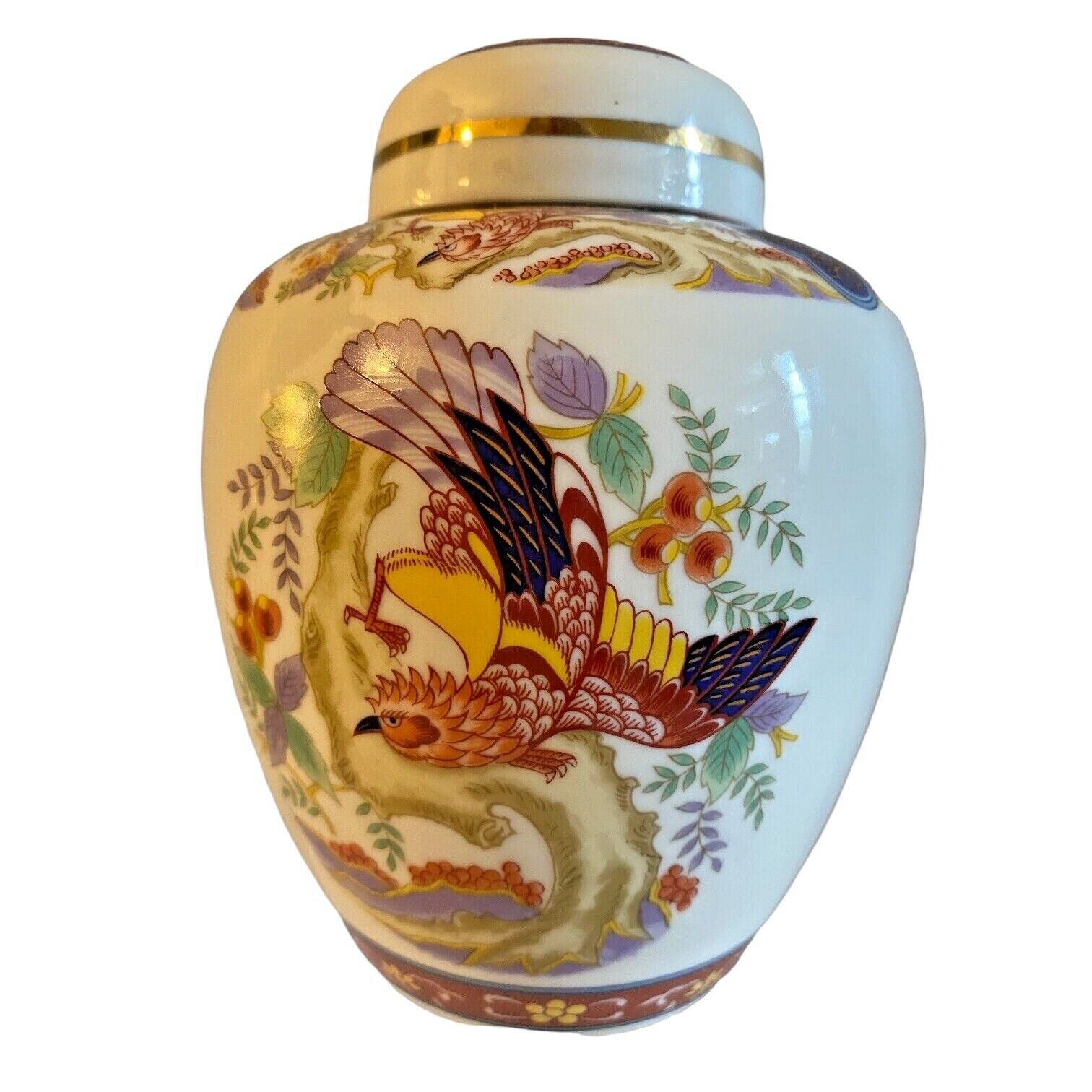 Vtg Imari Ware Ginger Jar Vase Phoenix Bird 6\
