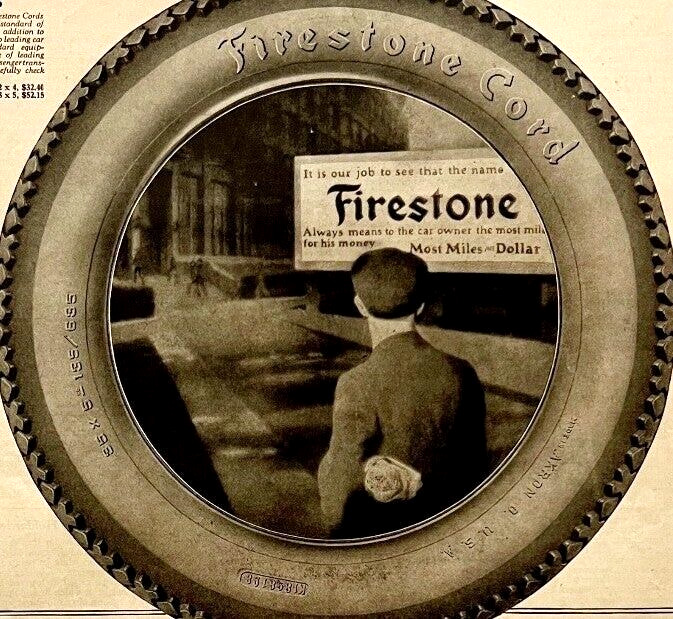 1922 Firestone Tires XL Advertisement Automobilia Ephemera 14 x 10.5\
